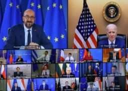 欧洲理事会主席及欧盟成员国领导人与美国总统资料图片